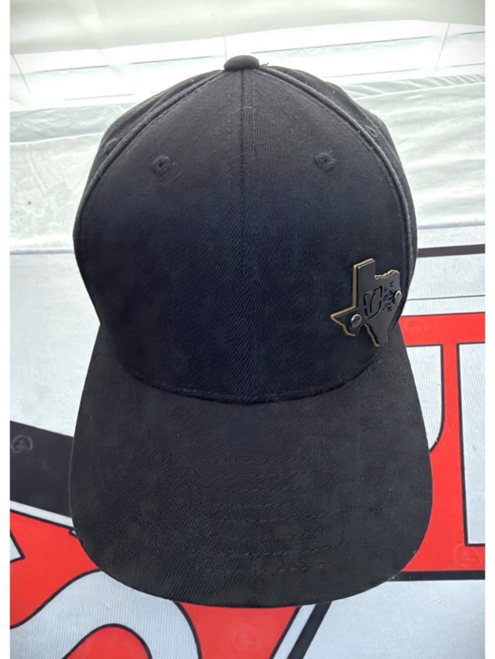 One Ten Brand Black Strap back Cap/Hat with metal pin of Texas with LST 2024